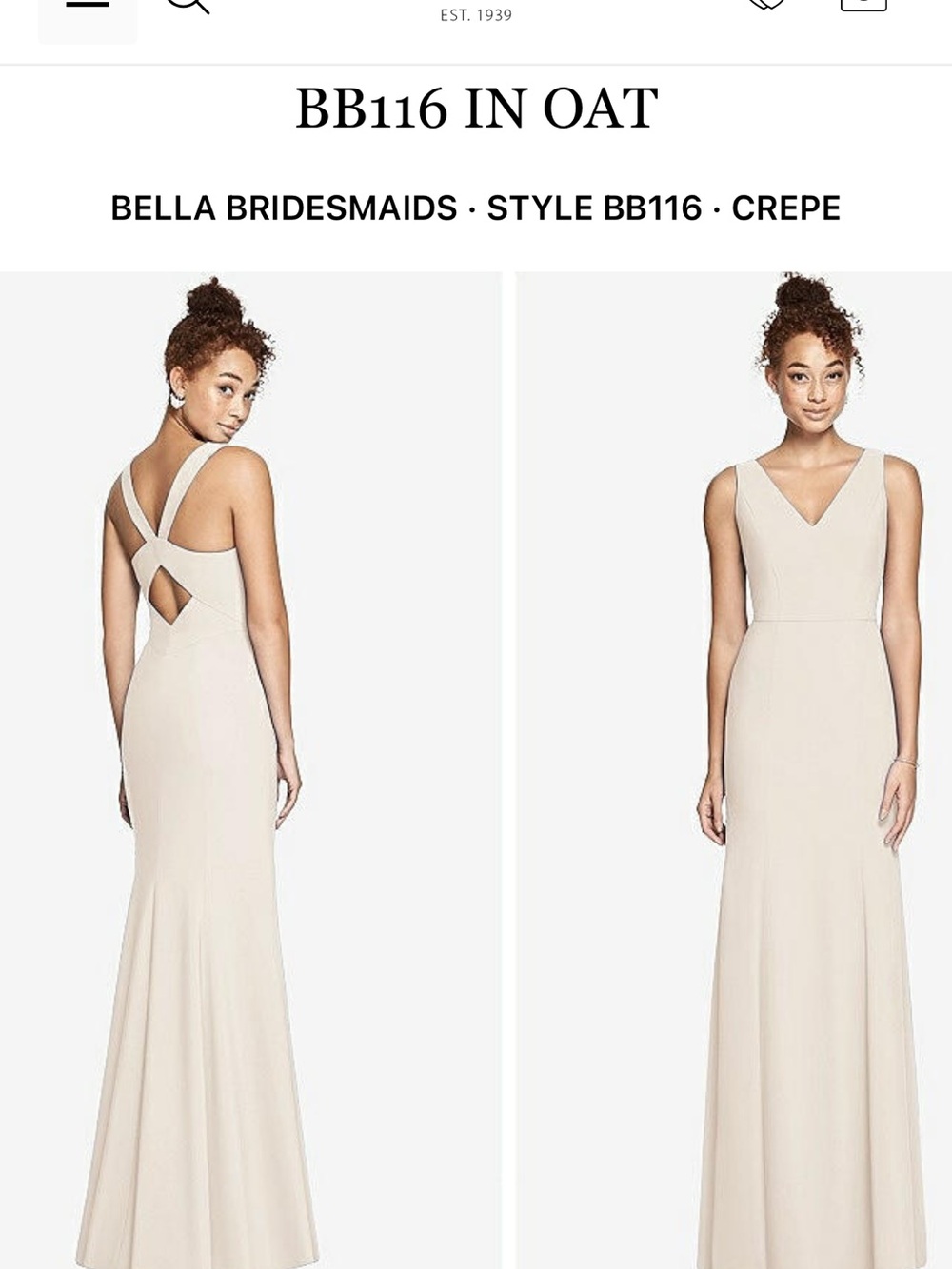 Abella BB116 Backless V-Neck Bridesmaid Dress in Taupe